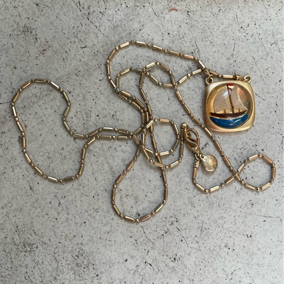 J. Crew Gold and Blue Sailboat Pendant Necklace - Picture 3 of 3